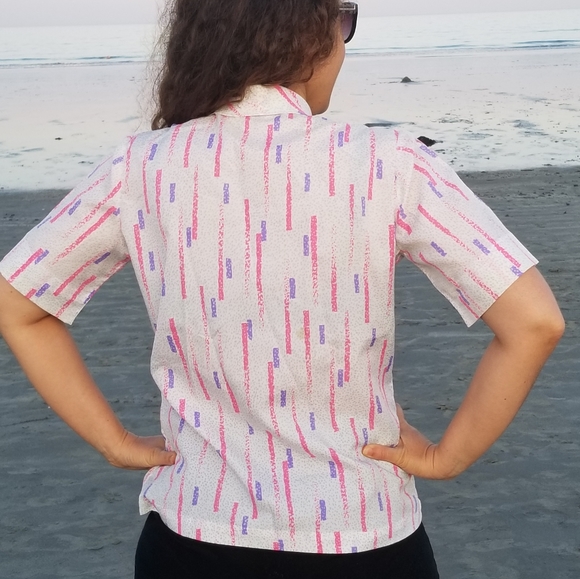 80s Cyber Vaporwave Square Button Pink & Purple Lines New Wave Urbancore Vintage - Picture 4 of 6